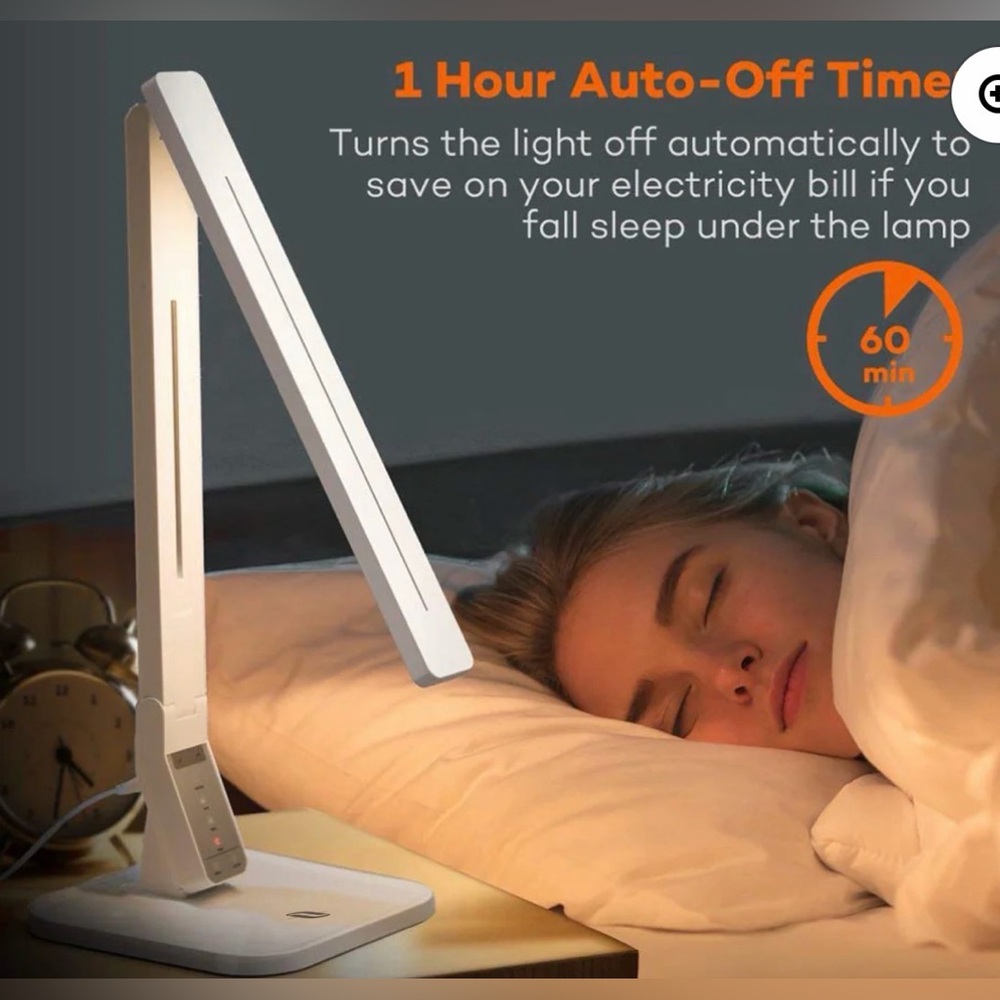 TaoTronics LED Desk Lamp, Adjustable Arm, Multiple Settings, USB Charger, Black - Picture 13 of 14
